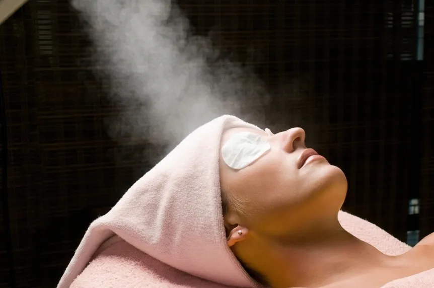 Facial steam during the session: it softens the pore before extraction